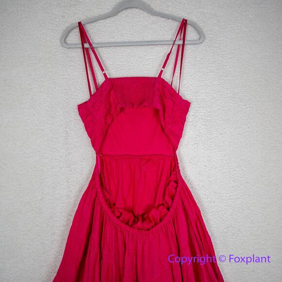 New! Anthropologie Let Me Be Cutout Tiered Dress in Magenta, women size XSP - Picture 10 of 15